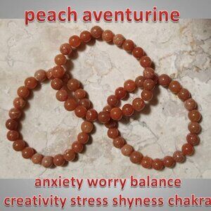 8mm peach aventurine bracelet  : balance creativity stress chakra PROSPERITY